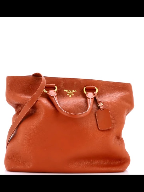 Prada Handbags - Prada Burnt Orange Pebbled Leather Tote with Gold Hardware vitello Daino large
